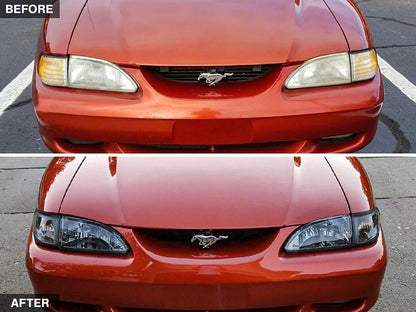 Raxiom Axial Series Cobra Style Headlights; Black Housing; Clear Lens (94-98 Mustang)
