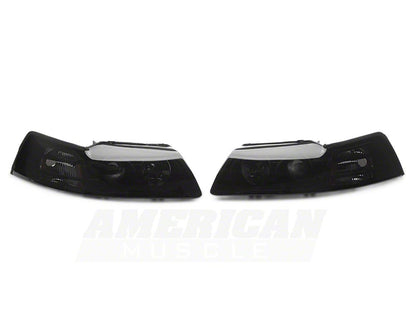 Raxiom Axial Series Projector Headlights and Black LED Tail Lights; Smoked (99-04 Mustang, Excluding Cobra)