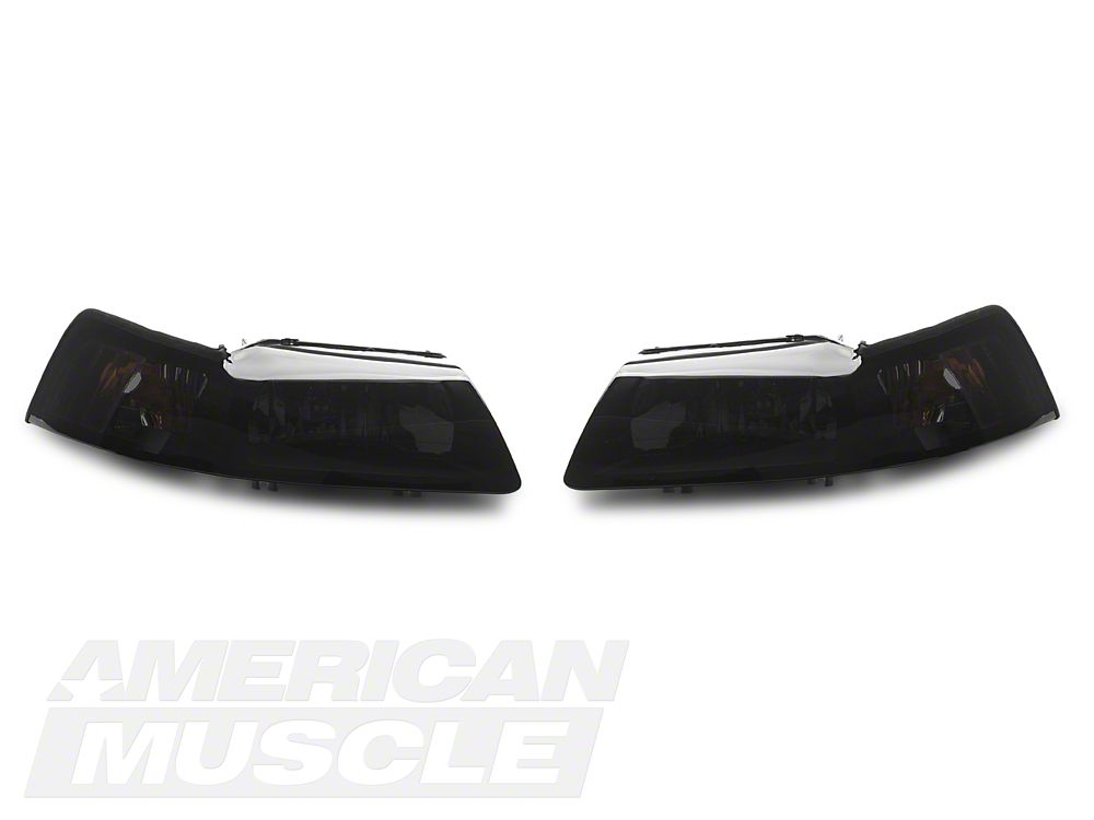 Raxiom Axial Series OE Style Headlights; Black Housing; Smoked Lens (99-04 Mustang)