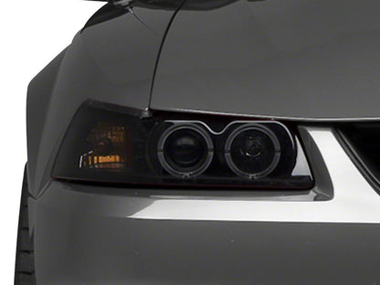 Raxiom Dual LED Halo Projector Headlights; Black Housing; Smoked Lens (99-04 Mustang)