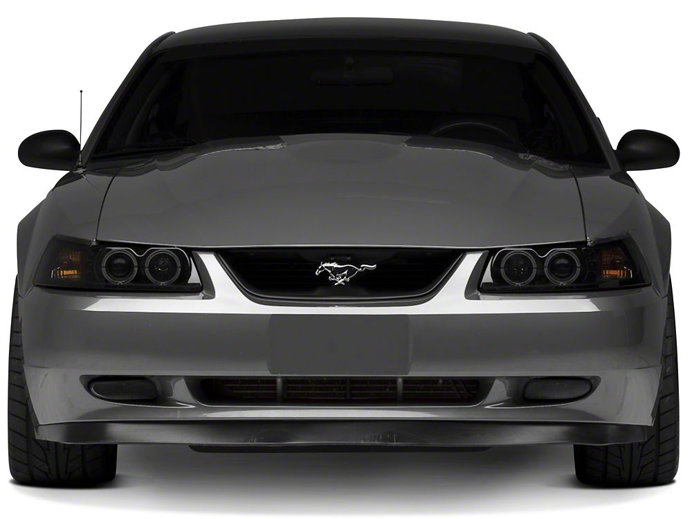 Raxiom Dual LED Halo Projector Headlights; Black Housing; Smoked Lens (99-04 Mustang)