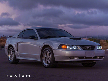 Raxiom Dual LED Halo Projector Headlights; Black Housing; Smoked Lens (99-04 Mustang)