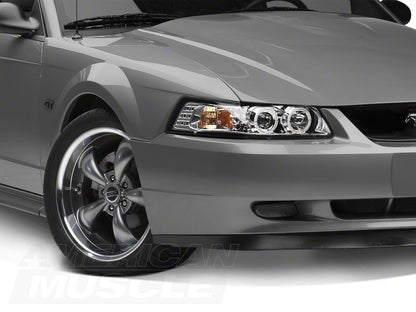 Raxiom Dual LED Halo Projector Headlights; Chrome Housing; Clear Lens (99-04 Mustang)