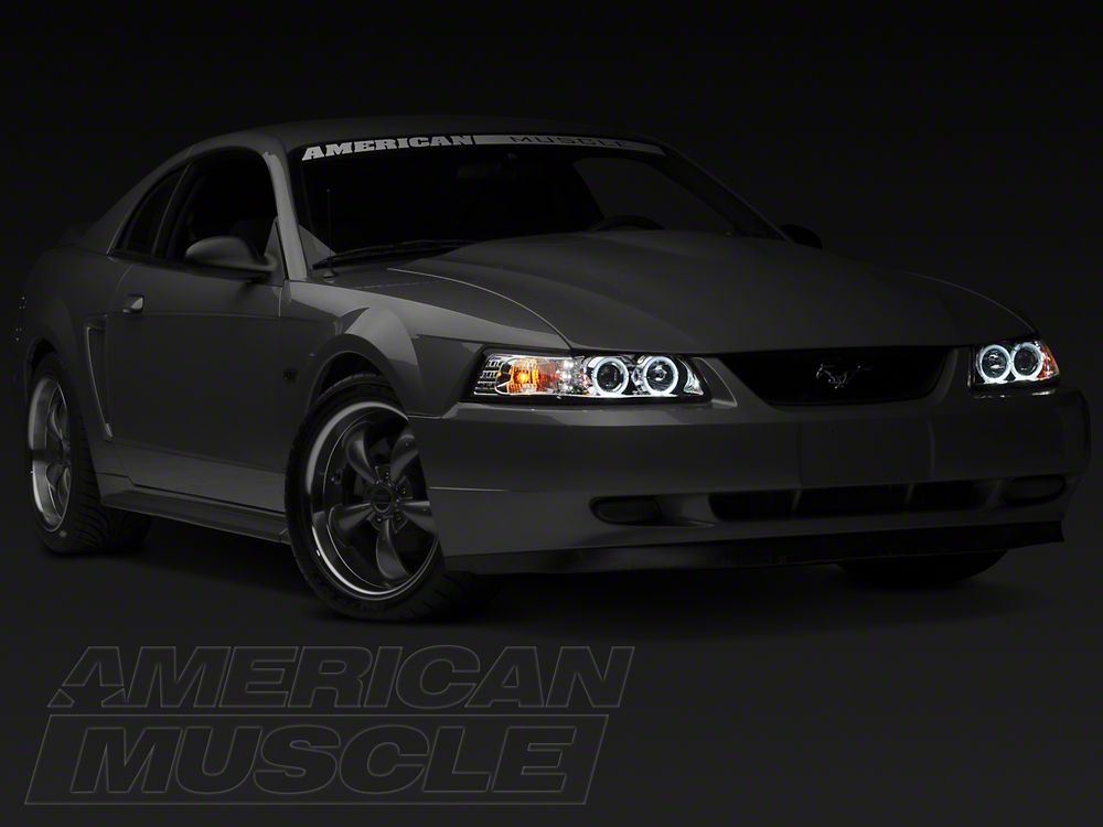 Raxiom Dual LED Halo Projector Headlights; Chrome Housing; Clear Lens (99-04 Mustang)