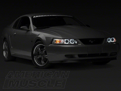 Raxiom Dual LED Halo Projector Headlights; Chrome Housing; Clear Lens (99-04 Mustang)