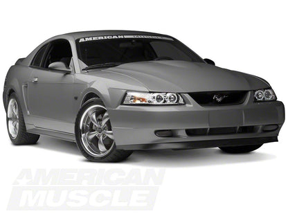 Raxiom Dual LED Halo Projector Headlights; Chrome Housing; Clear Lens (99-04 Mustang)