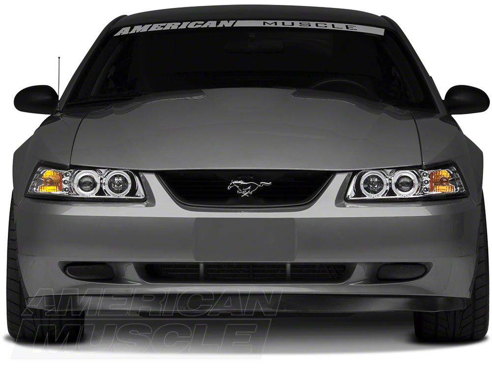 Raxiom Dual LED Halo Projector Headlights; Chrome Housing; Clear Lens (99-04 Mustang)