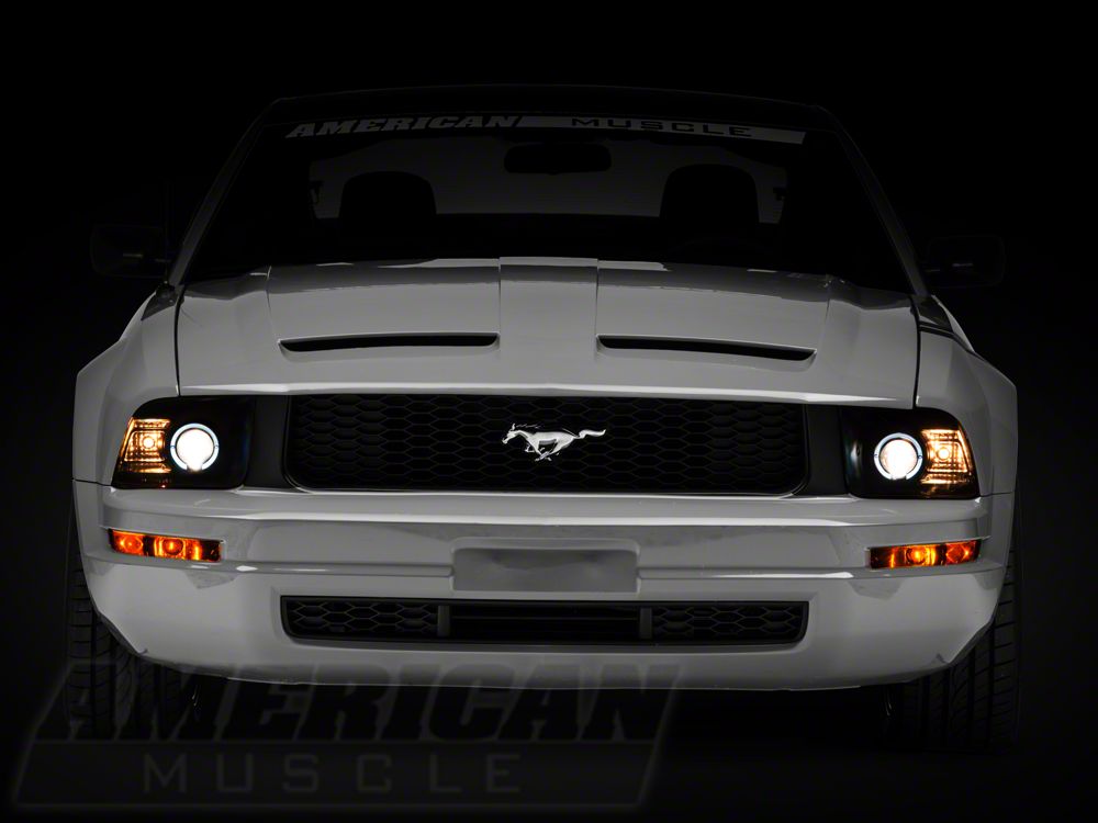 Raxiom 2010 Style LED Halo Headlights; Black Housing; Smoked Lens (05-09 Mustang w/ Factory Halogen Headlights, Excluding GT500)