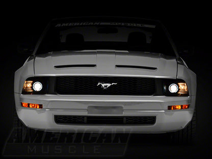 Raxiom 2010 Style LED Halo Headlights; Black Housing; Smoked Lens (05-09 Mustang w/ Factory Halogen Headlights, Excluding GT500)