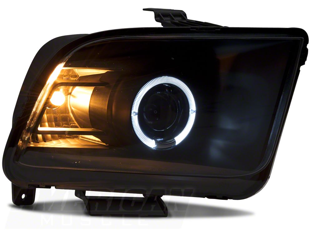 Raxiom 2010 Style LED Halo Headlights; Black Housing; Smoked Lens (05-09 Mustang w/ Factory Halogen Headlights, Excluding GT500)