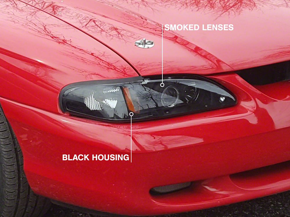 Raxiom LED Halo Projector Headlights; Black Housing; Smoked Lens (94-98 Mustang)