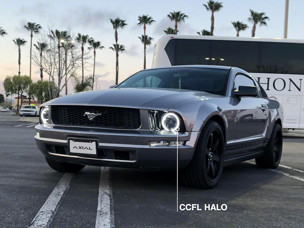Raxiom Axial Series CCFL Halo Projector Headlights; Black Housing; Smoked Lens (05-09 Mustang w/ Factory Halogen Headlights, Excluding GT500)