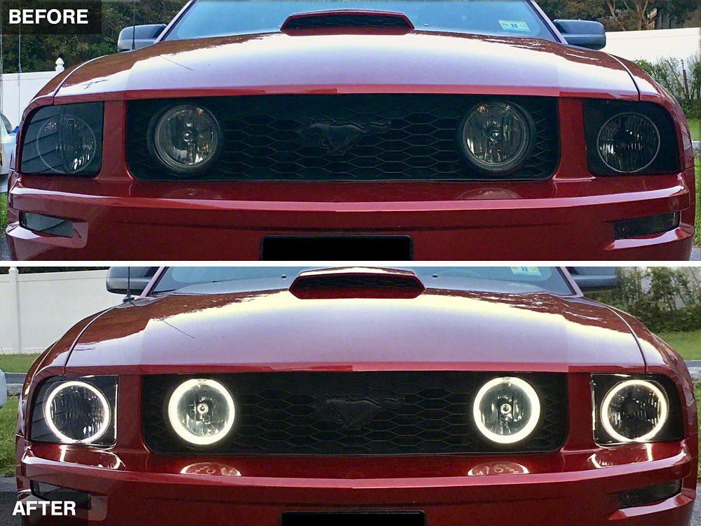 Raxiom Axial Series CCFL Halo Projector Headlights; Black Housing; Smoked Lens (05-09 Mustang w/ Factory Halogen Headlights, Excluding GT500)