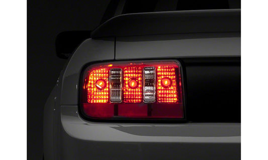 Raxiom Coyote Tail Lights; Chrome Housing; Red/Clear Lens (05-09 Mustang)