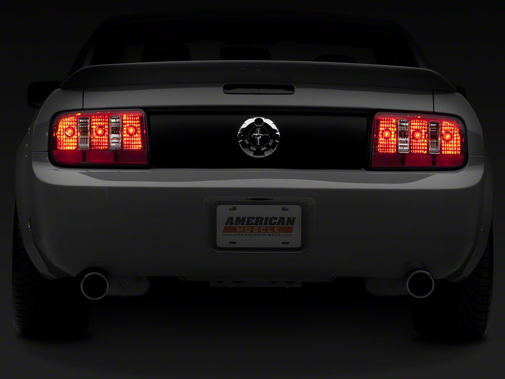 Raxiom Coyote Tail Lights; Chrome Housing; Red/Clear Lens (05-09 Mustang)