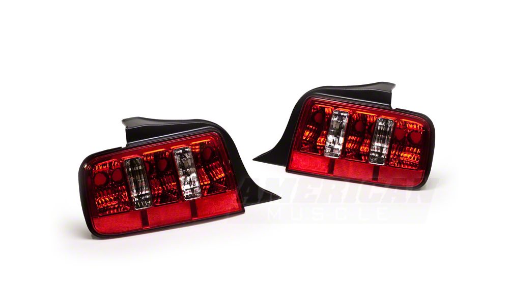 Raxiom Coyote Tail Lights; Chrome Housing; Red/Clear Lens (05-09 Mustang)