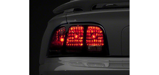 Raxiom Tail Lights; Black Housing; Smoked Lens (96-98 Mustang)