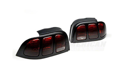 Raxiom Tail Lights; Black Housing; Smoked Lens (96-98 Mustang)
