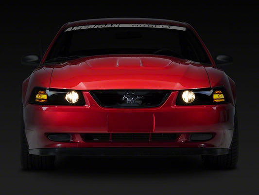 Raxiom Axial Series Projector Headlights; Black Housing; Smoked Lens (99-04 Mustang)