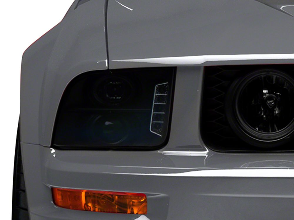 Raxiom LED Halo Projector Headlights; Black Housing; Smoked Lens (05-09 Mustang w/ Factory Halogen Headlights, Excluding GT500)