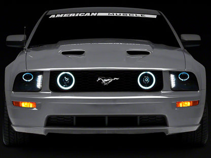 Raxiom LED Halo Projector Headlights; Black Housing; Smoked Lens (05-09 Mustang w/ Factory Halogen Headlights, Excluding GT500)