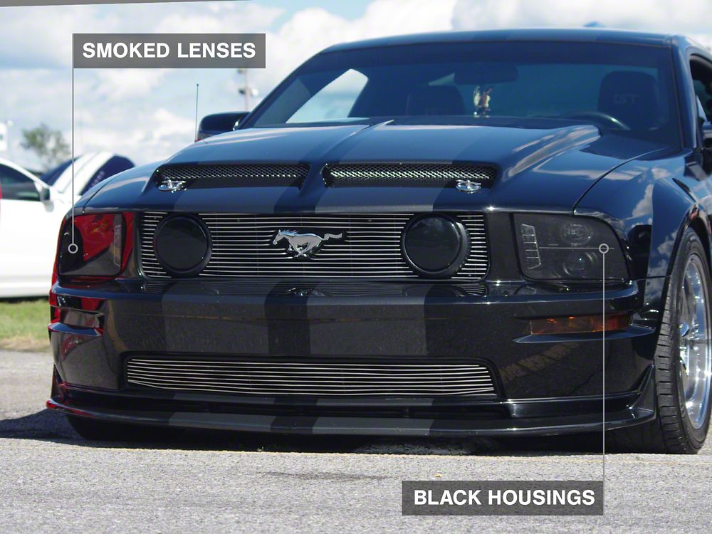 Raxiom LED Halo Projector Headlights; Black Housing; Smoked Lens (05-09 Mustang w/ Factory Halogen Headlights, Excluding GT500)