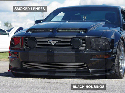 Raxiom LED Halo Projector Headlights; Black Housing; Smoked Lens (05-09 Mustang w/ Factory Halogen Headlights, Excluding GT500)
