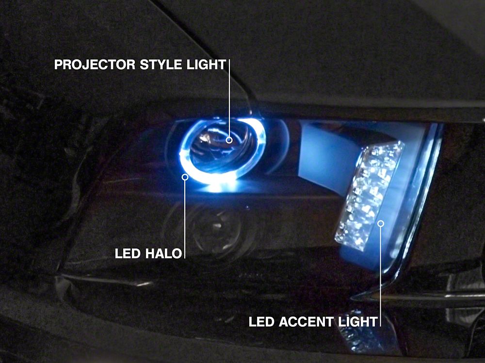 Raxiom LED Halo Projector Headlights; Black Housing; Smoked Lens (05-09 Mustang w/ Factory Halogen Headlights, Excluding GT500)