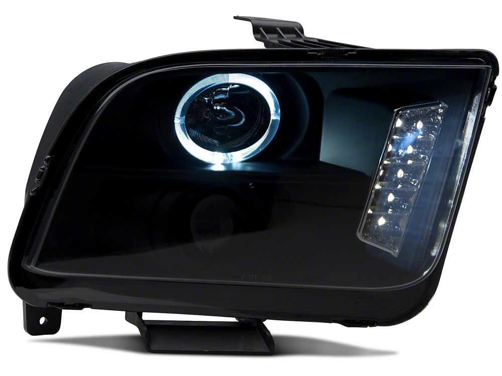 Raxiom LED Halo Projector Headlights; Black Housing; Smoked Lens (05-09 Mustang w/ Factory Halogen Headlights, Excluding GT500)