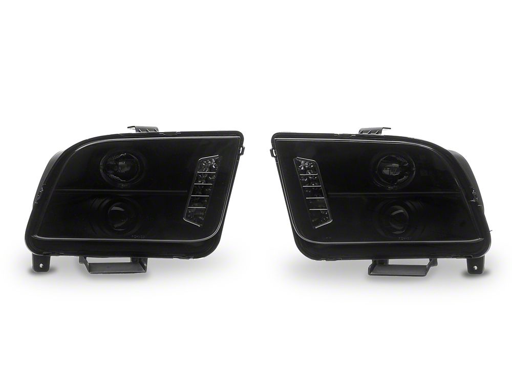 Raxiom LED Halo Projector Headlights; Black Housing; Smoked Lens (05-09 Mustang w/ Factory Halogen Headlights, Excluding GT500)