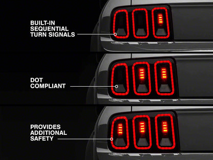 Raxiom Gen5 Tail Lights; Black Housing; Smoked Lens (05-09 Mustang)