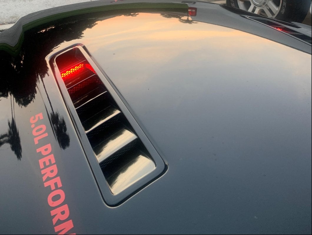 Raxiom Axial Series Hood Mount LED Turn Signal Kit; Red (05-14 Mustang)