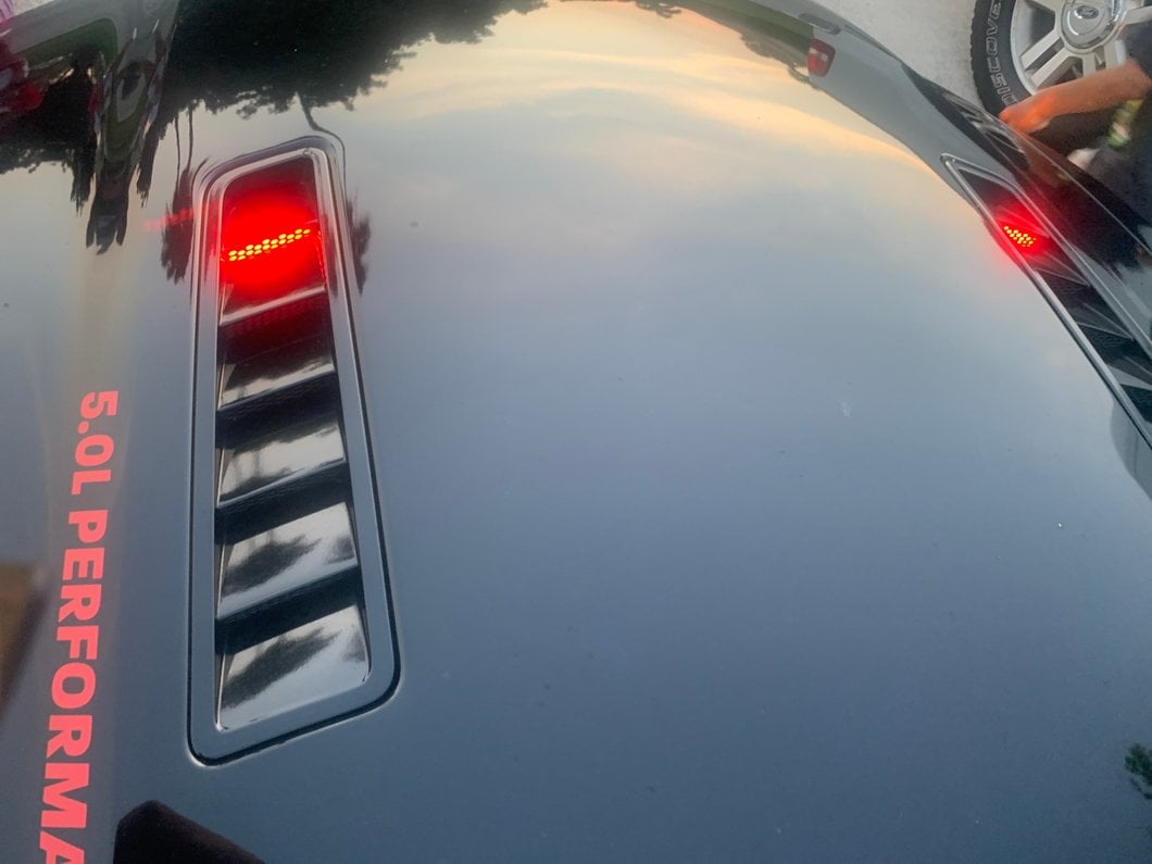 Raxiom Axial Series Hood Mount LED Turn Signal Kit; Red (05-14 Mustang)