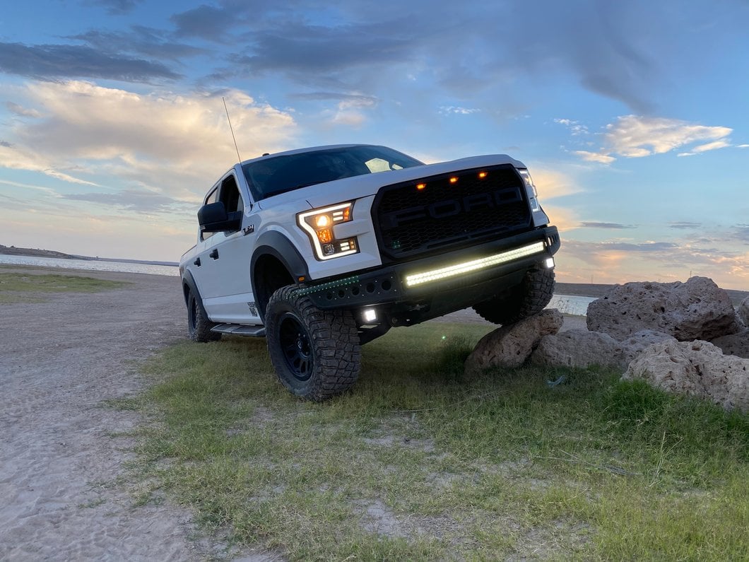 Raxiom G3 Projector Headlights with LED Accent; Black Housing; Clear Lens (15-17 F-150 w/ Factory Halogen Headlights)