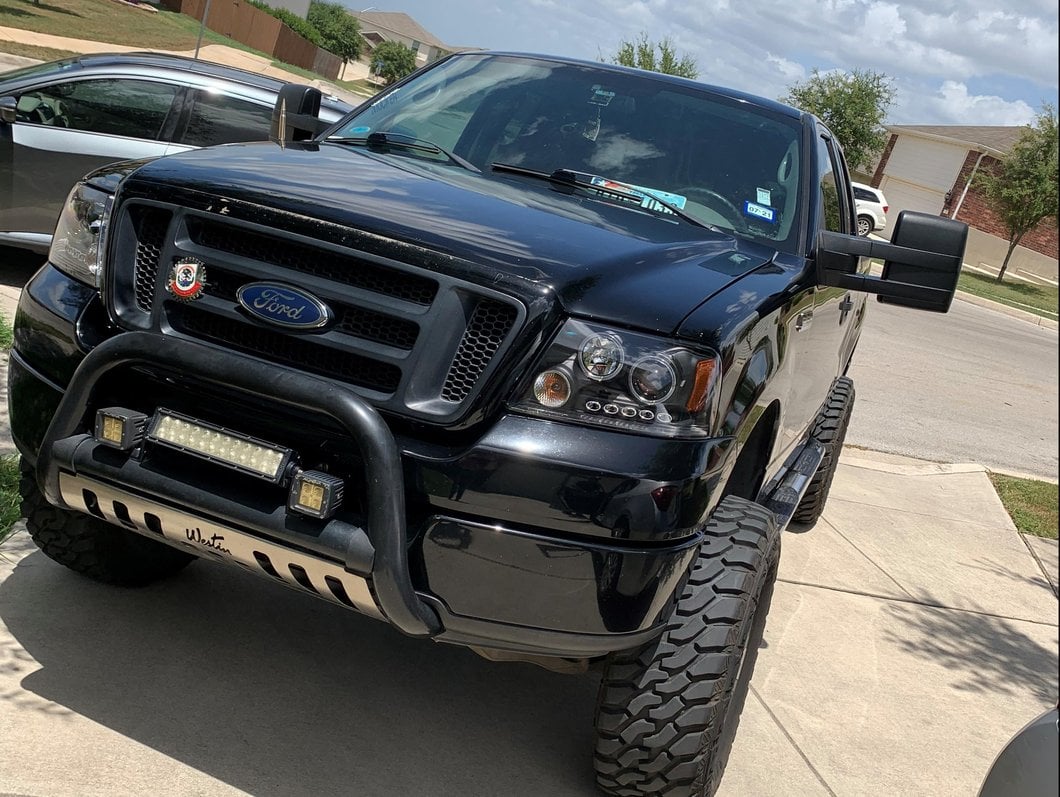 Raxiom Dual LED Halo Projector Headlights; Black Housing; Clear Lens (04-08 F-150)