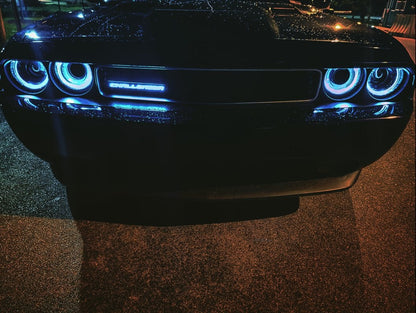 Raxiom Dual LED Halo Projector Headlights; Black Housing; Clear Lens (08-14 Challenger w/ Factory Halogen Headlights)