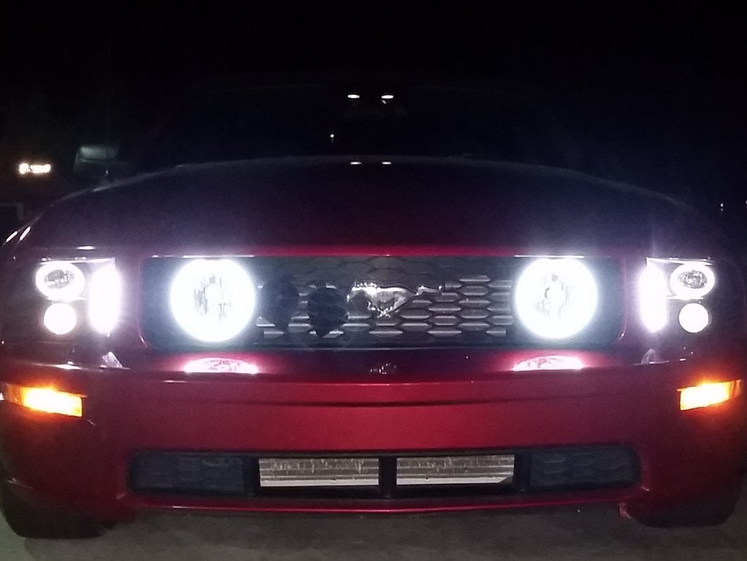 Raxiom LED Halo Projector Headlights; Black Housing; Clear Lens (05-09 Mustang w/ Factory Halogen Headlights, Excluding GT500)