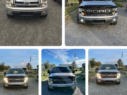 Raxiom Projector Headlights with LED Accent; Black Housing; Clear Lens (09-14 F-150 w/ Factory Halogen Headlights)