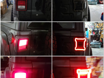 Raxiom LED Tail Lights; Black Housing; Smoked Lens (18-25 Jeep Wrangler JL w/ Factory Halogen Tail Lights & w/o Blind Spot Detection)