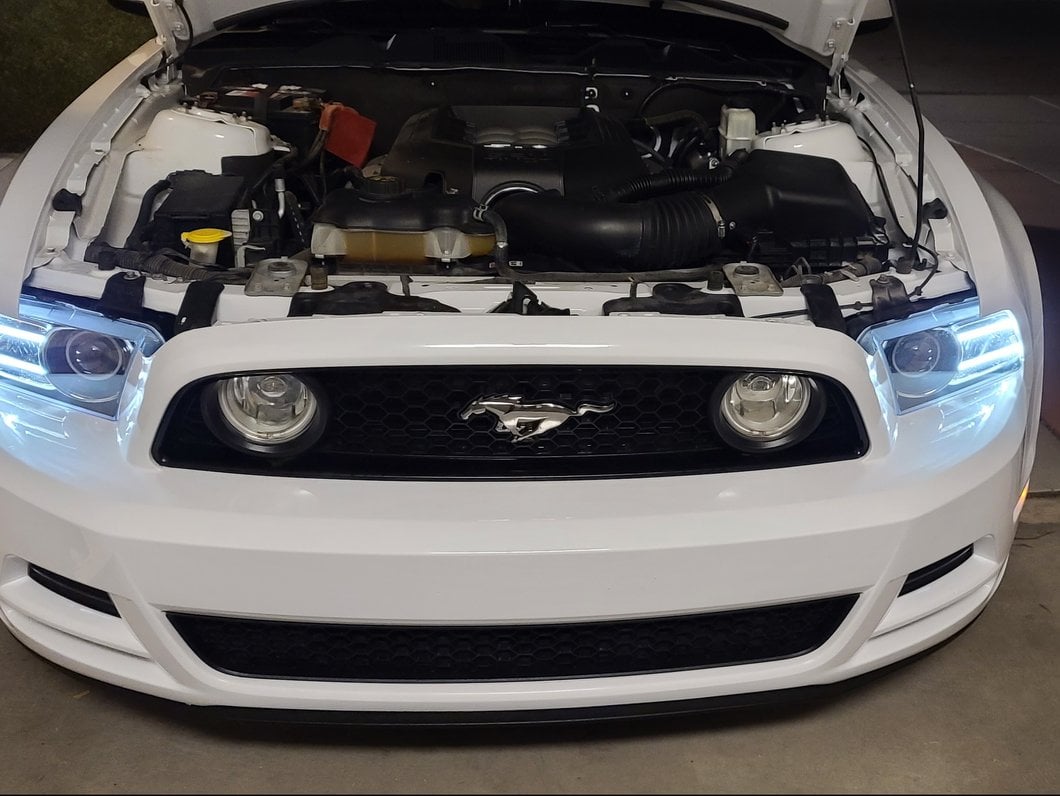 Raxiom LED Halo Projector Headlights; Black Housing; Clear Lens (13-14 Mustang w/ Factory HID Headlights)