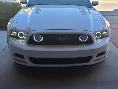 Raxiom LED Halo Projector Headlights; Black Housing; Clear Lens (13-14 Mustang w/ Factory HID Headlights)