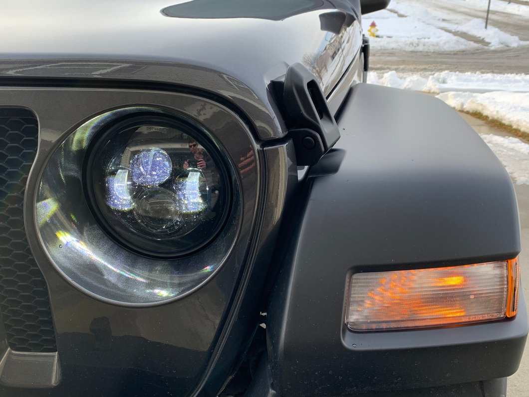 Raxiom Axial Series 7-Inch LED Daymaker Headlights with Headlight Adapter; Black Housing; Clear Lens (18-25 Jeep Wrangler JL)