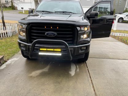 Raxiom LED Projector Headlights with Sequential Turn Signals; Black Housing; Clear Lens (15-17 F-150 w/ Factory Halogen Headlights)