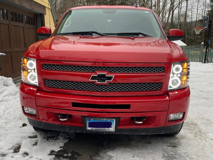 Raxiom Super White LED Halo Projector Headlights; Black Housing; Clear Lens (07-13 Silverado 1500)