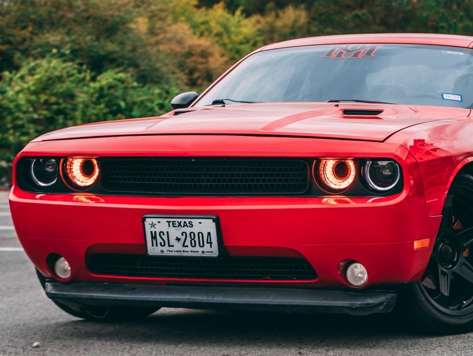 Raxiom Halo Projector Headlights with Sequential Turn Signals; Black Housing; Clear Lens (08-14 Challenger w/ Factory Halogen Headlights)