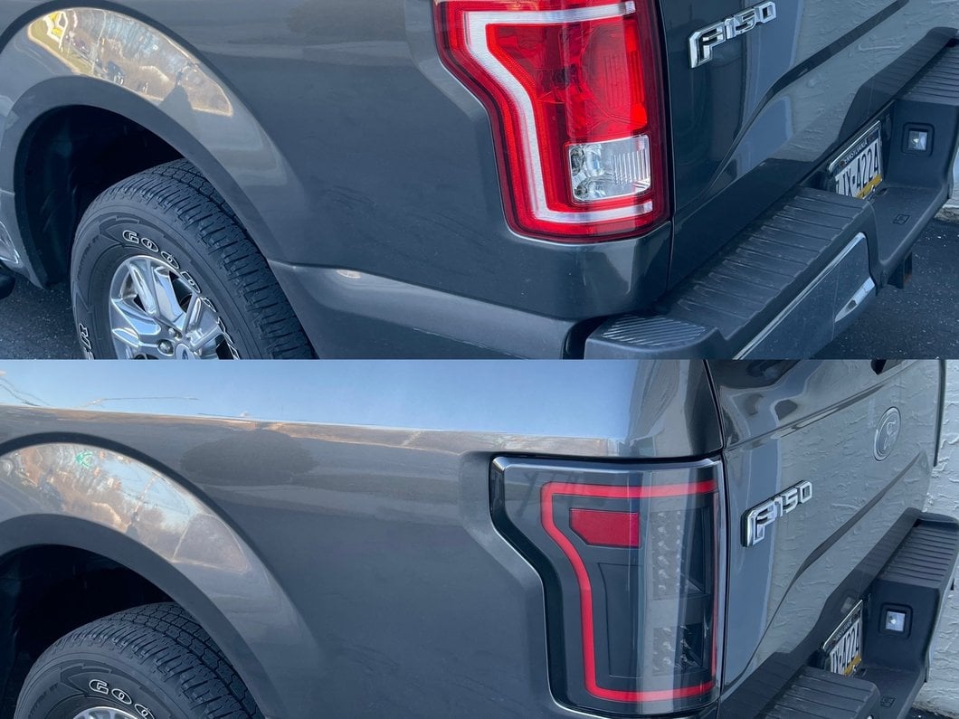 Raxiom LED Tail Lights with Sequential Turn Signals; Black Housing; Clear Lens (15-17 F-150 w/ Factory Halogen Non-BLIS Tail Lights)