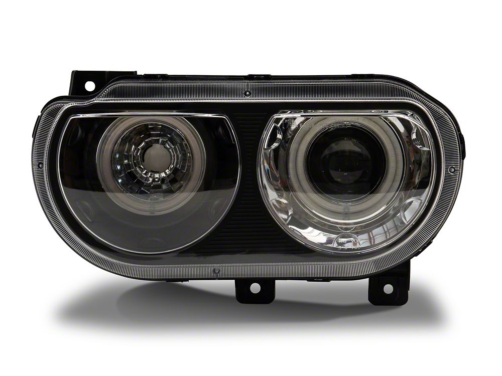 Raxiom Dual LED Halo Projector Headlights; Black Housing; Clear Lens (08-14 Challenger w/ Factory Halogen Headlights)