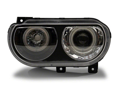 Raxiom Dual LED Halo Projector Headlights; Black Housing; Clear Lens (08-14 Challenger w/ Factory Halogen Headlights)