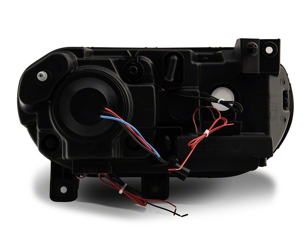 Raxiom Dual LED Halo Projector Headlights; Black Housing; Clear Lens (08-14 Challenger w/ Factory Halogen Headlights)