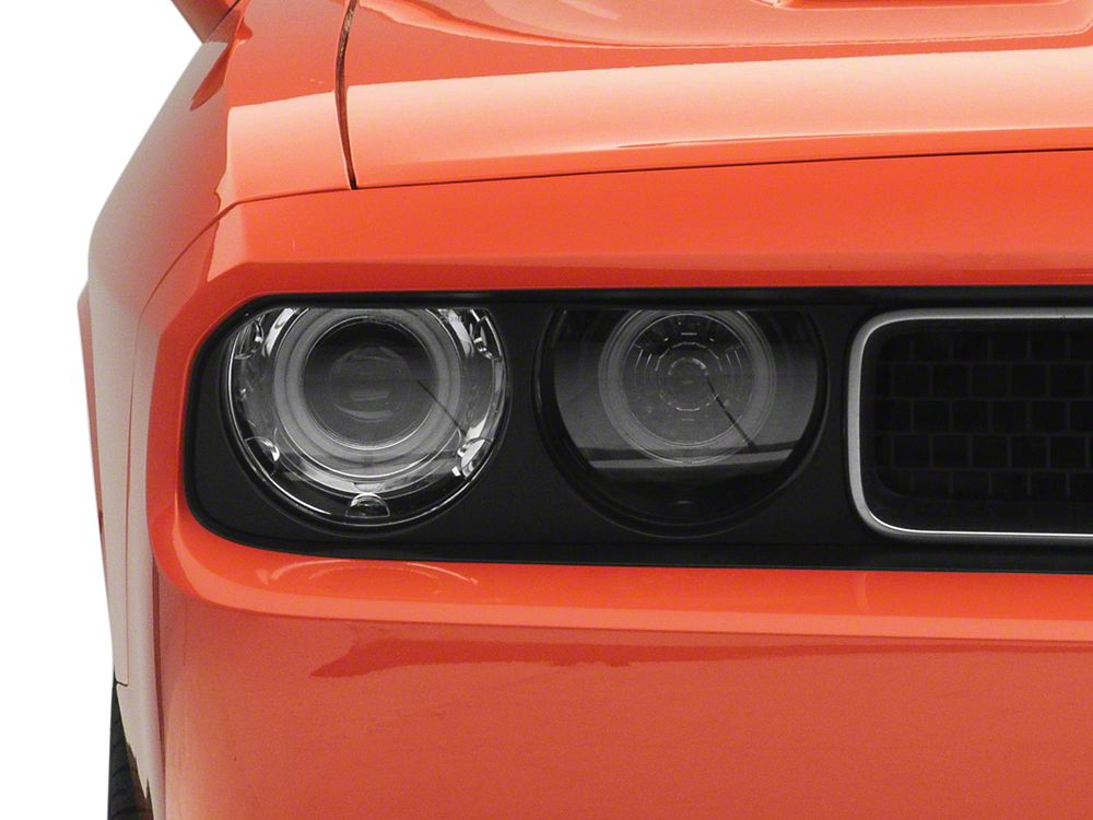 Raxiom Dual LED Halo Projector Headlights; Black Housing; Clear Lens (08-14 Challenger w/ Factory Halogen Headlights)